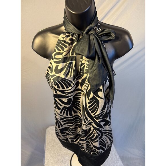 Donna Karen DKNY Vintage Silk Tie Neck Bow Tunic Top Blouse Womens XS Y2K S - Picture 1 of 3